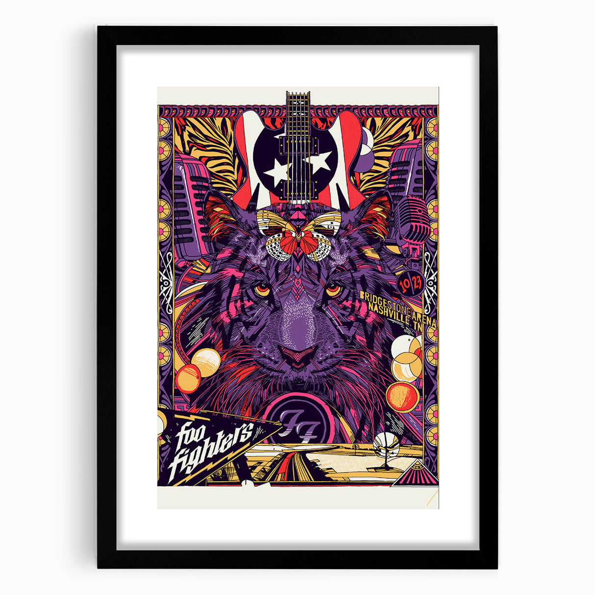 Foo Fighters Retro Wall Art - Vintage Psychedelic Tiger Poster