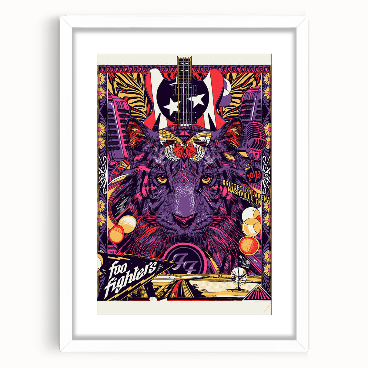 Foo Fighters Retro Wall Art - Vintage Psychedelic Tiger Poster