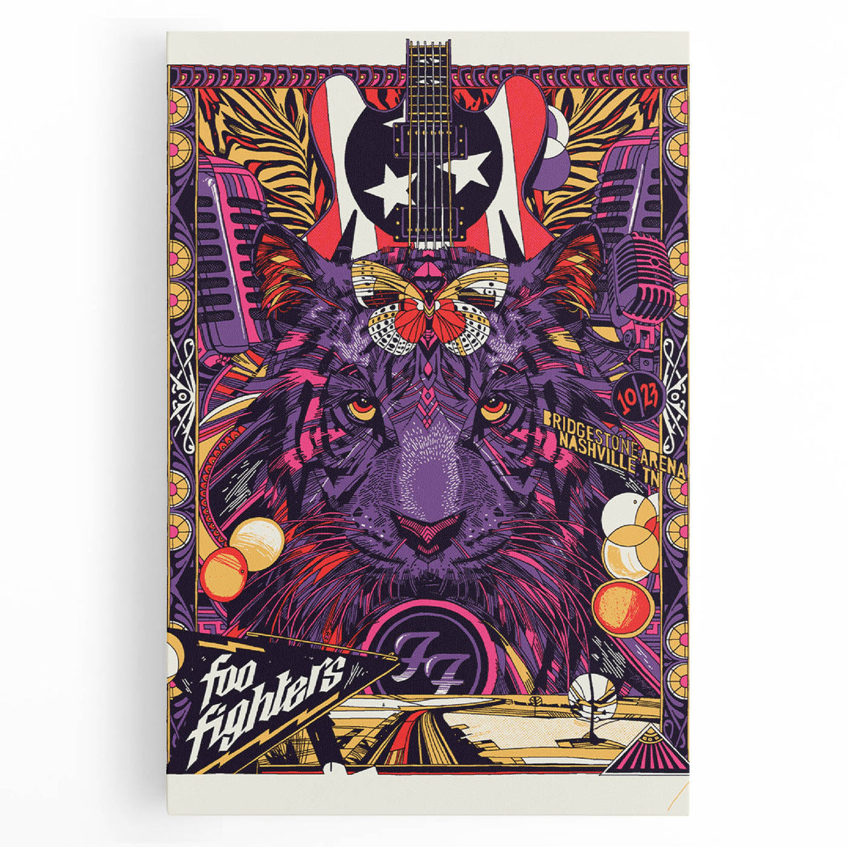Foo Fighters Retro Wall Art - Vintage Psychedelic Tiger Poster