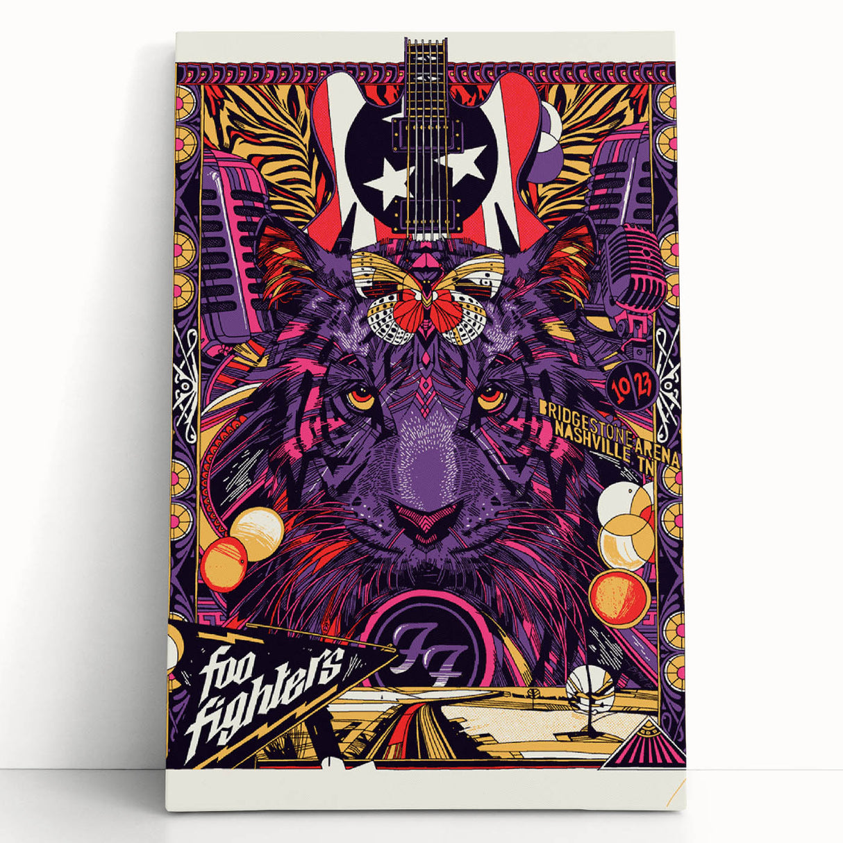 Foo Fighters Retro Wall Art - Vintage Psychedelic Tiger Poster
