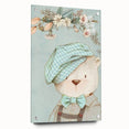 Charming Boys Room Wall Art – Bear with Floral Hat for Kids Rooms