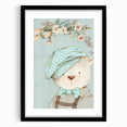 Charming Boys Room Wall Art – Bear with Floral Hat for Kids Rooms