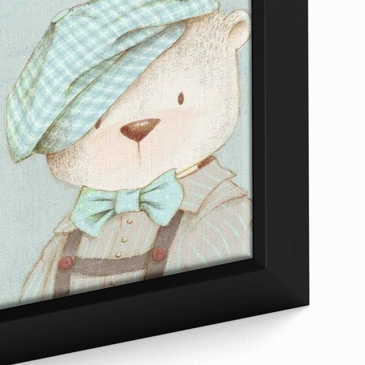Charming Boys Room Wall Art – Bear with Floral Hat for Kids Rooms