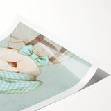 Charming Boys Room Wall Art – Bear with Floral Hat for Kids Rooms