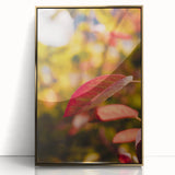 Large art print of a mid-century modernist fall scene in warm gold tones, framed acrylic, ideal for nursery wall decor.