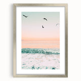 Textured abstract art print in vibrant orange and red tones, framed in silver, ideal for bedroom wall decor.