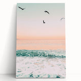 Large black and white stretched canvas depicting a minimalist summer scene, ideal for kitchen wall art.