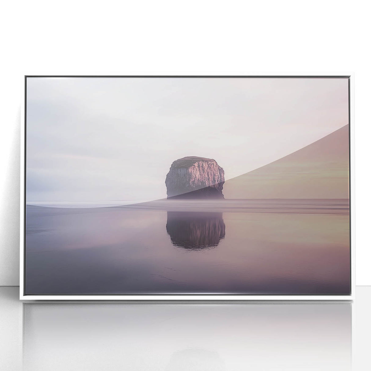 Framed acrylic artwork depicting stunning landscapes with towering cliffs and vibrant colors, set against a white background, ideal for modern home decor.