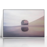 Framed acrylic artwork depicting stunning landscapes with towering cliffs and vibrant colors, set against a white background, ideal for modern home decor.