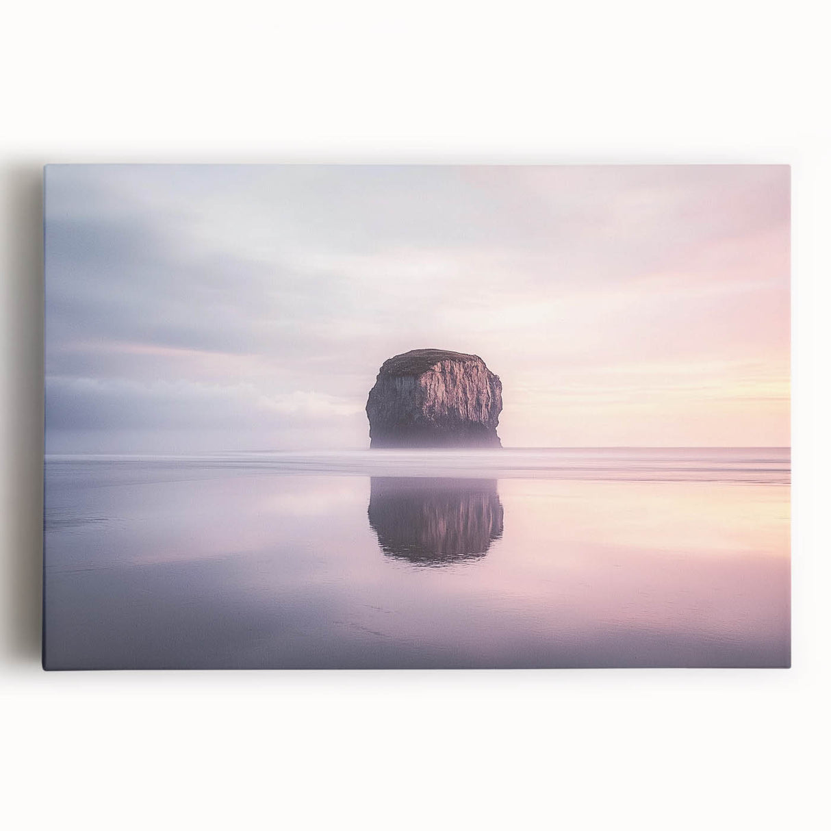 Stretched canvas artwork showcasing a dramatic cliff landscape with vibrant colors and intricate details, perfect for home decor and nature enthusiasts.