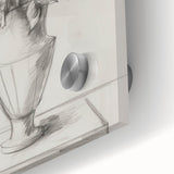 Elegant Floral Sketch - Monochrome Vase Living Room Wall Art