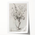 Elegant Floral Sketch - Monochrome Vase Living Room Wall Art