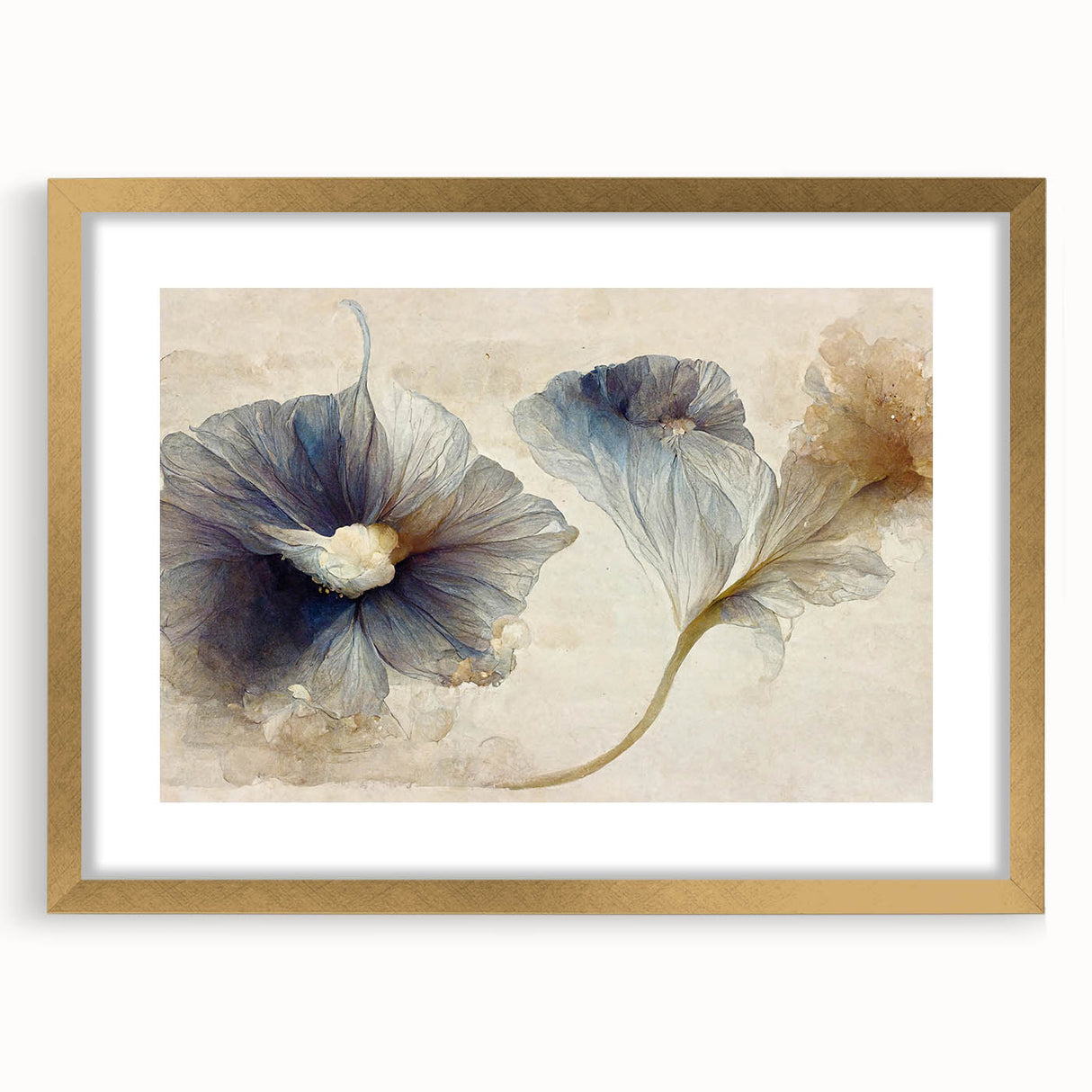 Abstract floral wall art in a gold frame, showcasing vibrant colors and intricate patterns, perfect for modern home decor and adding a touch of elegance.