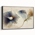 Framed black side view of abstract florals wall art on canvas, showcasing vibrant colors and intricate designs, perfect for modern home decor.