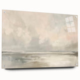 Abstract landscape wall art displayed in a side view, showcasing vibrant colors and textures on acrylic glass, highlighting artistic pins for mounting.