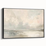 Framed abstract landscape wall art in black, showcasing vibrant colors and intricate patterns, viewed from the side, perfect for modern home decor.