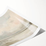 Abstract landscape wall art print showcasing vibrant hues of blue and orange, highlighting textured brush strokes on high-quality paper, perfect for home decor.