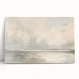 Abstract landscape wall art on stretched canvas, showcasing vibrant colors and fluid shapes, perfect for modern home decor, leaning against a white wall.