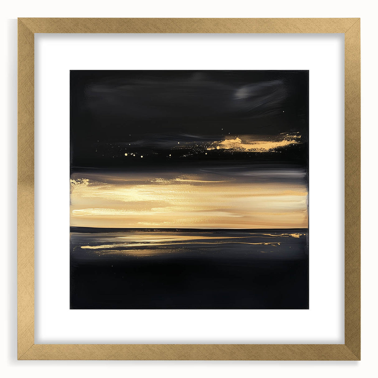 Modern Abstract Wall Art – Black and Gold Horizon Minimalist Canvas