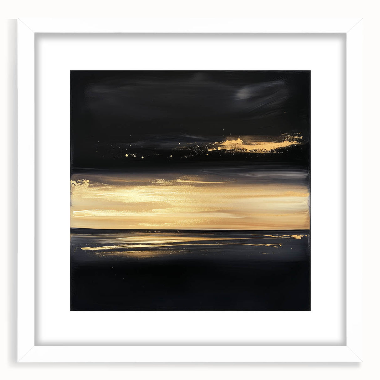 Modern Abstract Wall Art – Black and Gold Horizon Minimalist Canvas