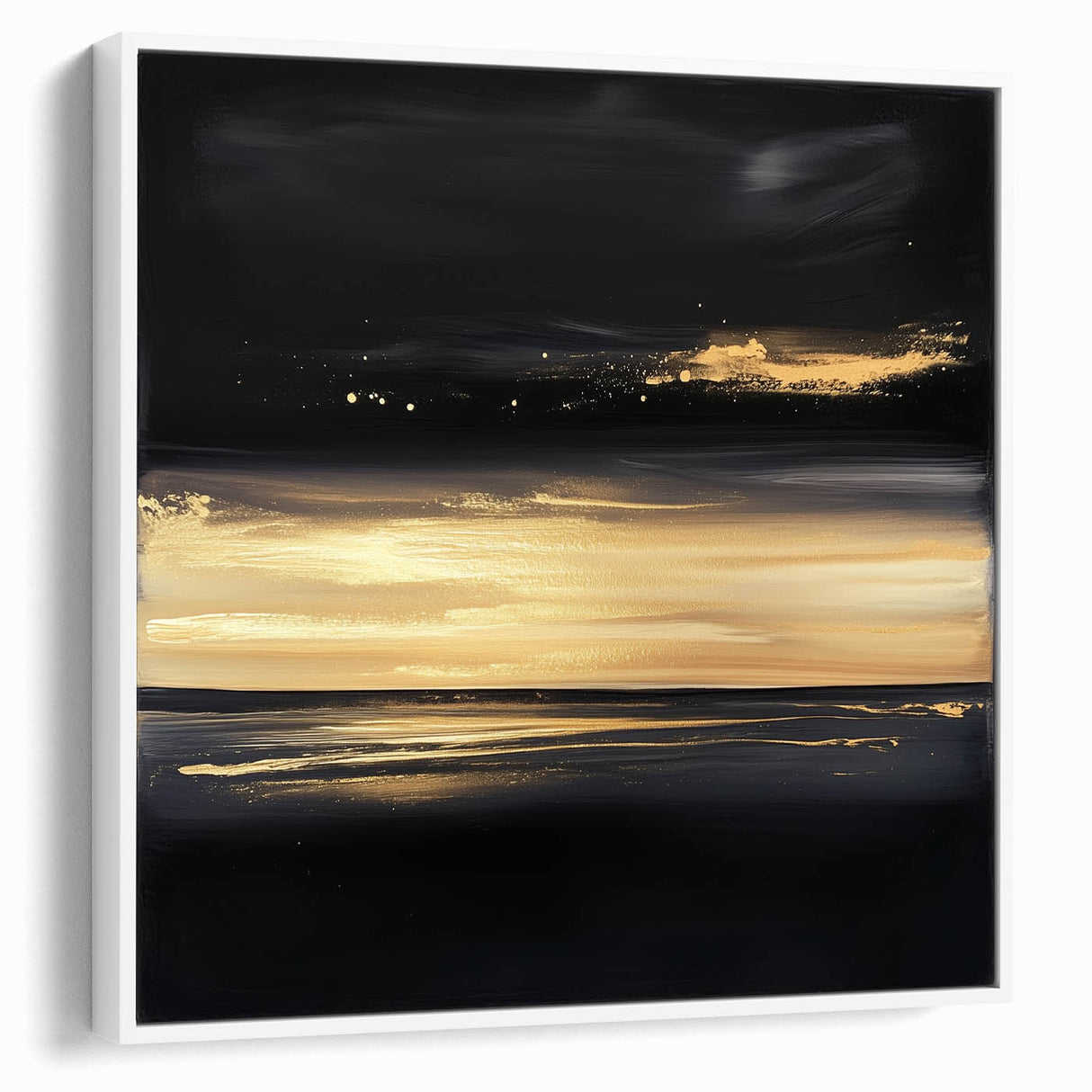 Modern Abstract Wall Art – Black and Gold Horizon Minimalist Canvas