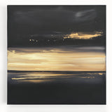 Modern Abstract Wall Art – Black and Gold Horizon Minimalist Canvas