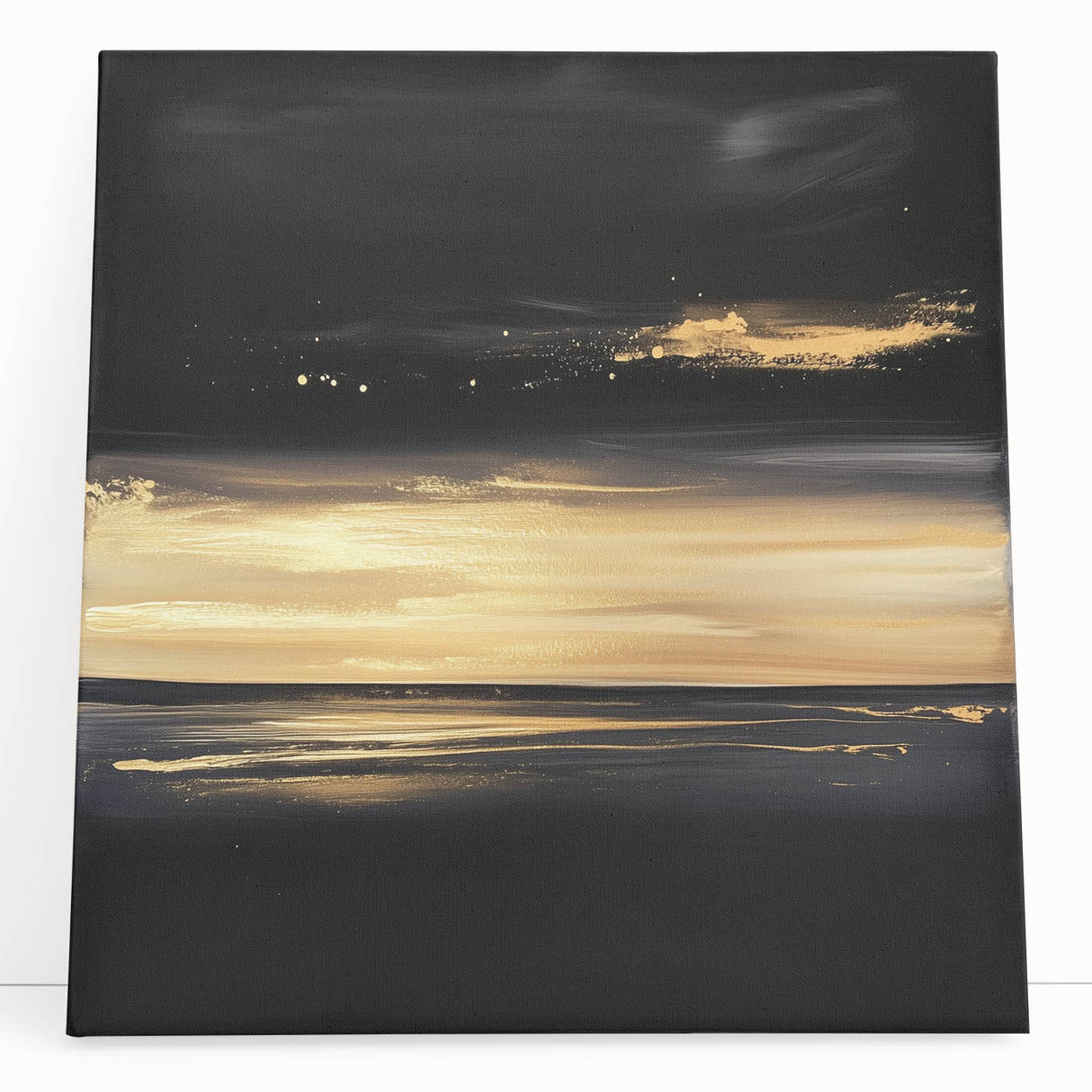 Modern Abstract Wall Art – Black and Gold Horizon Minimalist Canvas