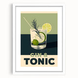 Abstract art print featuring swirling blue and white patterns on a framed white mat.