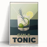 Acrylic print of art deco poster featuring stylized food and drinks in bold black and white, ideal for modern kitchen decor.