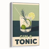 Vintage poster art of colorful food and drinks on a large framed canvas, ideal for living room decor.