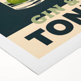 Art deco poster featuring a stylized cocktail glass, in bold black and golden hues on rolled canvas.