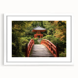 Elegant landscape bridge frame with a white mat, showcasing a modern design ideal for home decor. Perfect for enhancing interior spaces with a touch of sophistication.