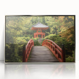 Framed acrylic artwork showcasing a serene landscape bridge scene, with vibrant colors and intricate details, perfect for enhancing home decor and creating a tranquil atmosphere.