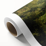 Rolled canvas showcasing a vibrant landscape bridge design, featuring rich colors and intricate details, securely packaged in a durable cardboard tube for safe shipping.