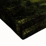 Close-up of a stretched canvas artwork depicting a vibrant landscape bridge scene, showcasing intricate details and rich colors, perfect for home decor.