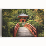 Stretched canvas artwork depicting a serene landscape bridge scene, showcasing vibrant colors and intricate details, ideal for home decor and art enthusiasts.