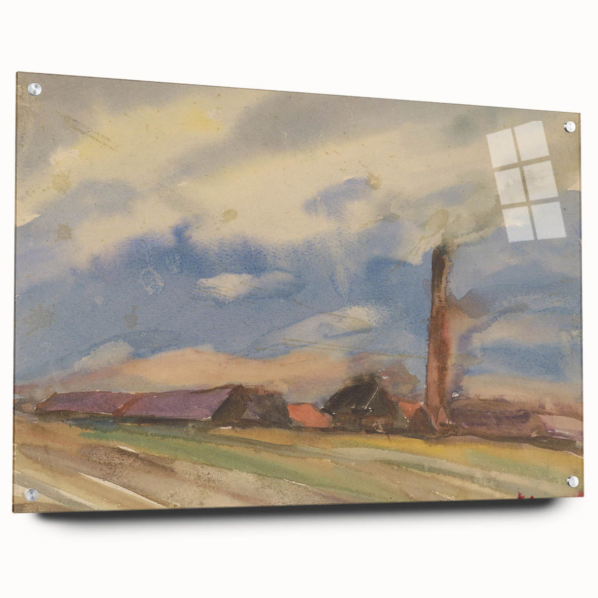 Countryside Landscape - Modern Wall Art of Fields and Village Scene