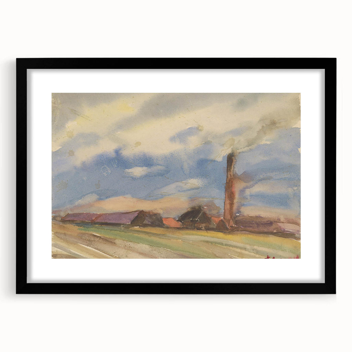 Countryside Landscape - Modern Wall Art of Fields and Village Scene