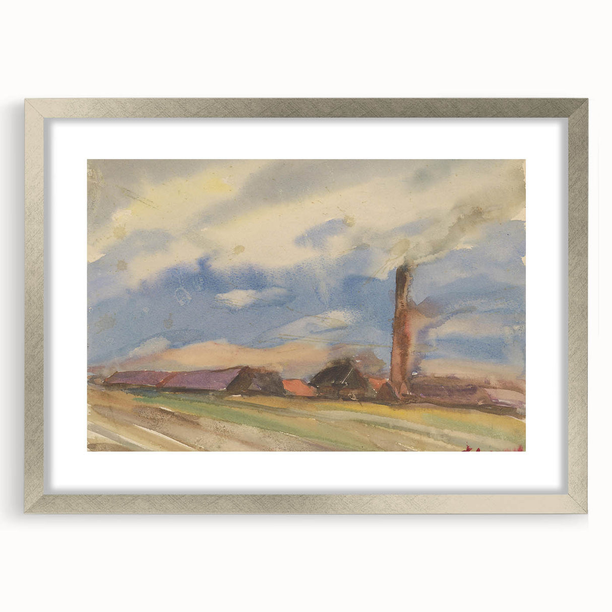 Countryside Landscape - Modern Wall Art of Fields and Village Scene