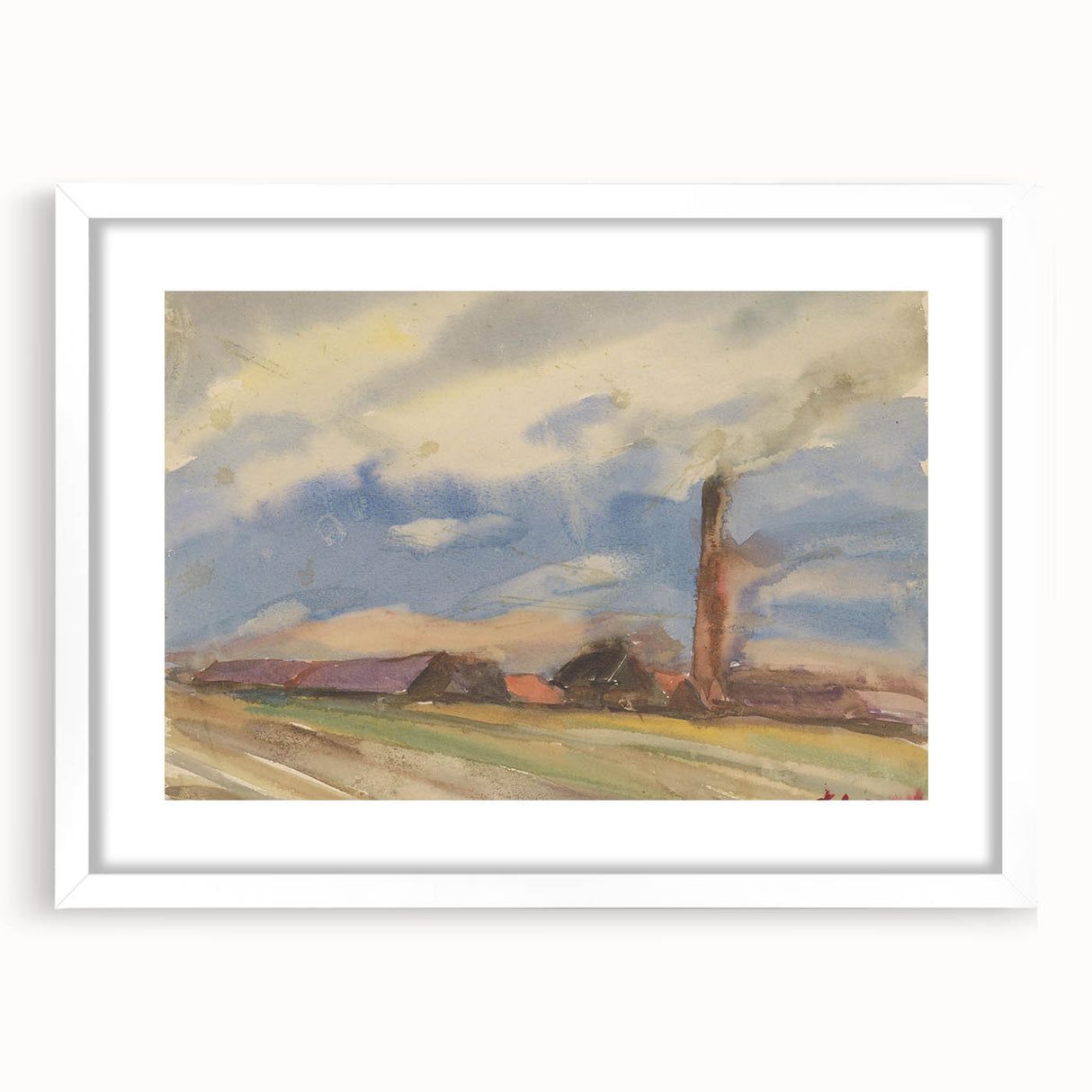 Countryside Landscape - Modern Wall Art of Fields and Village Scene