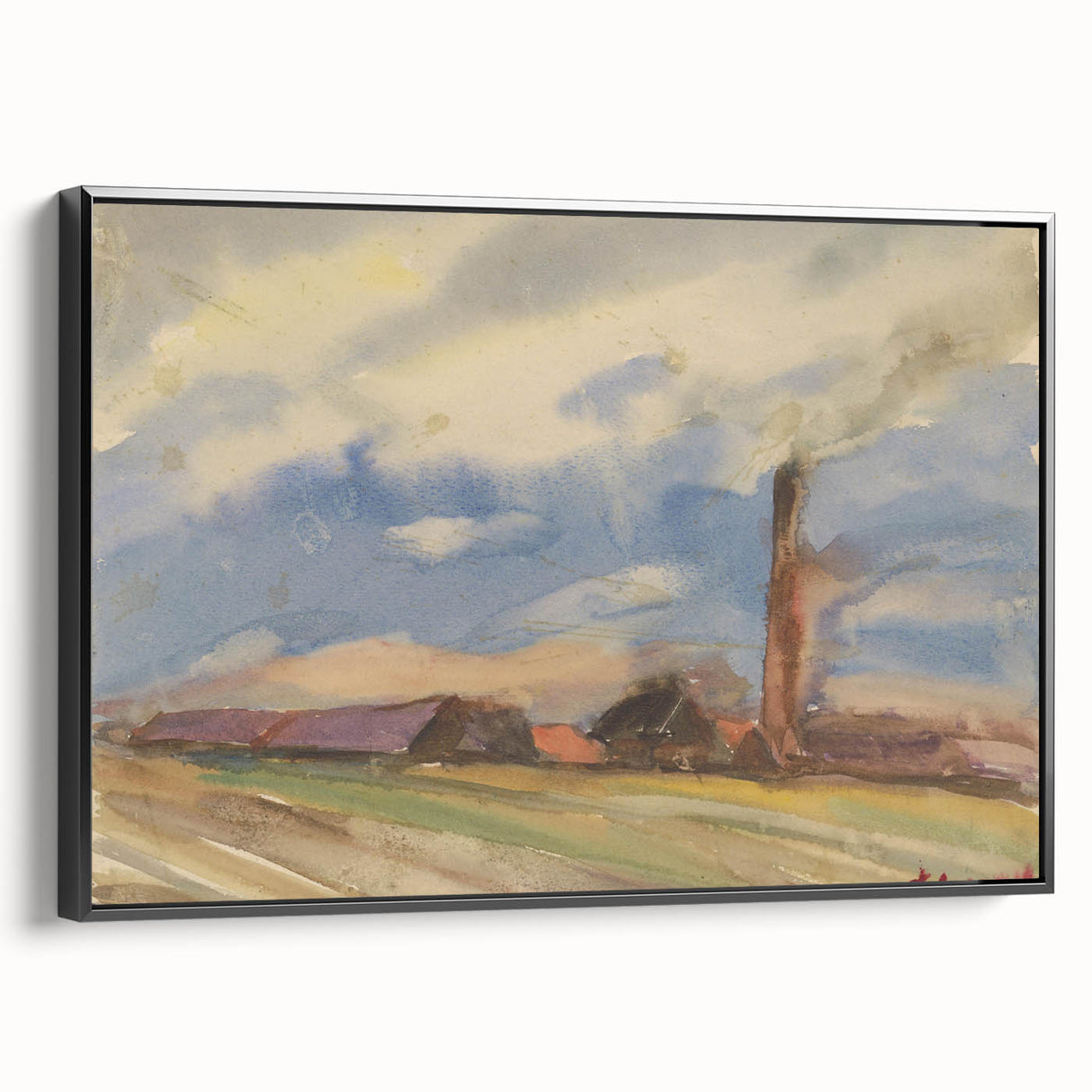 Countryside Landscape - Modern Wall Art of Fields and Village Scene