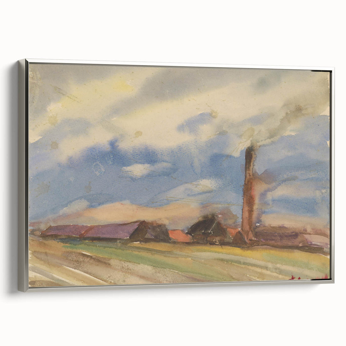 Countryside Landscape - Modern Wall Art of Fields and Village Scene