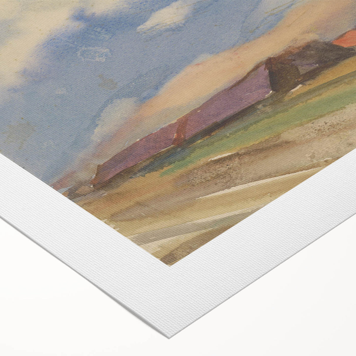 Countryside Landscape - Modern Wall Art of Fields and Village Scene
