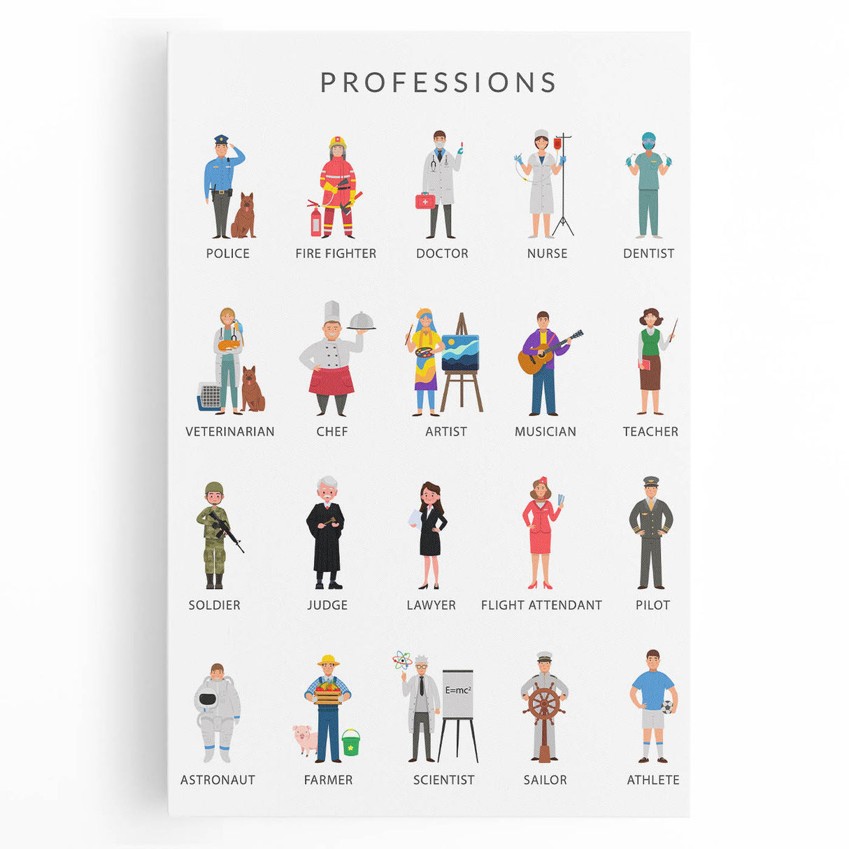 Professions Educational Wall Art - Kids' Learning Poster