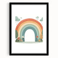 Pastel Rainbow & Nature Print - Personalized Kids Art