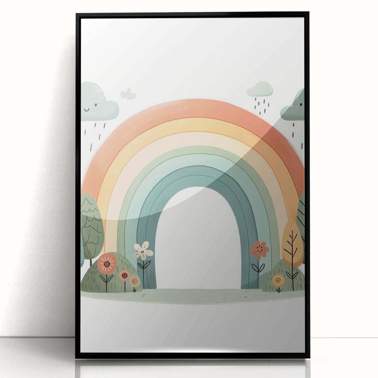 Pastel Rainbow & Nature Print - Personalized Kids Art