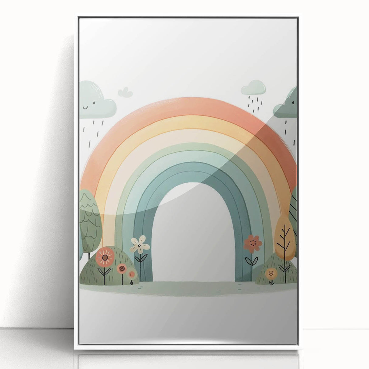 Pastel Rainbow & Nature Print - Personalized Kids Art