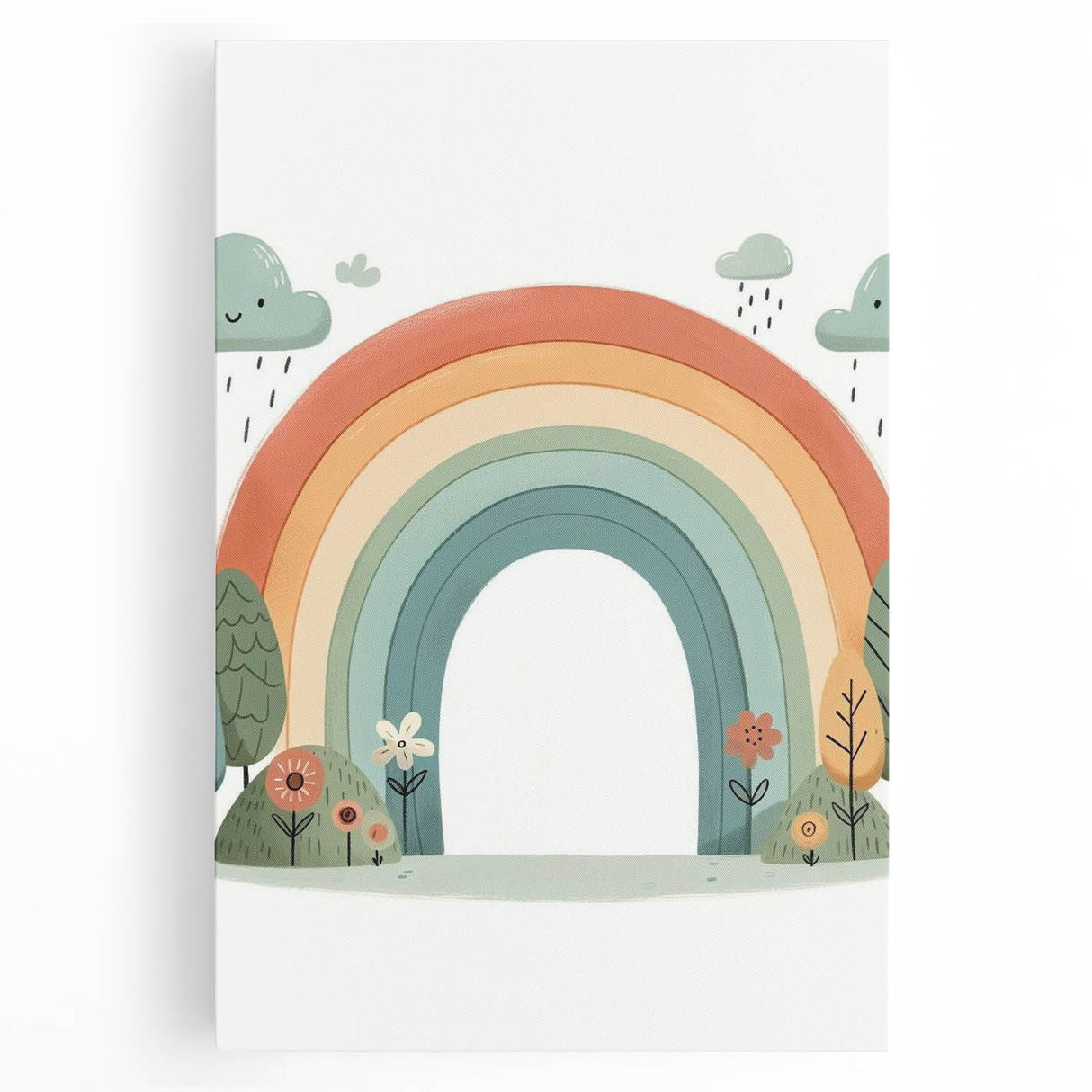 Pastel Rainbow & Nature Print - Personalized Kids Art