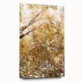Large abstract wall art depicting autumn leaves in vibrant orange and red shades on acrylic glass.