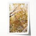 Rolled canvas print of fall-themed floral art in warm orange and yellow hues, suitable for dining room or bathroom decor.